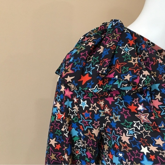 J.CREW Size 0 One Shoulder Star Print Blouse Multicolor Kaleidos - Picture 5 of 8